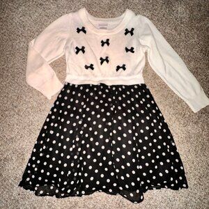 Sweet Heart Rose Black & White polkadot dress knit top Girls Size 5 EUC